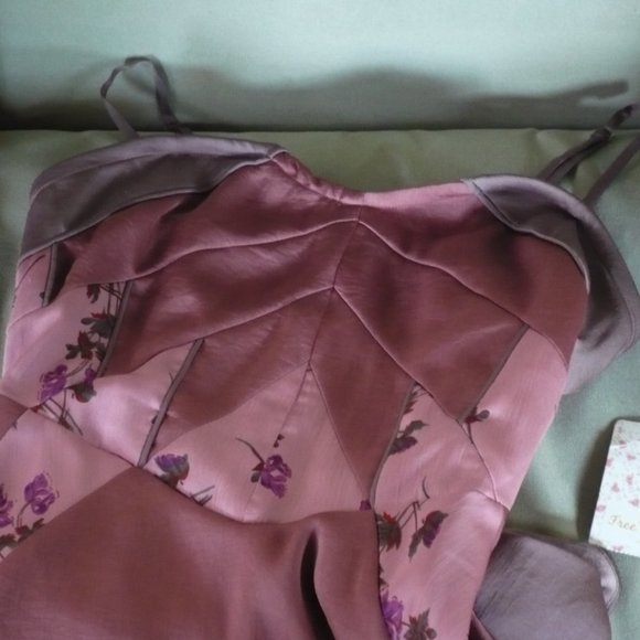 NWT Y2K Free People Womens Pink Floral High Low Fairycore Slip Dress - 2 - Picture 3 of 9